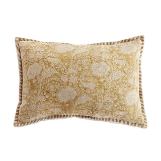 Block Print Floral Lumbar Pilllow - 14x20