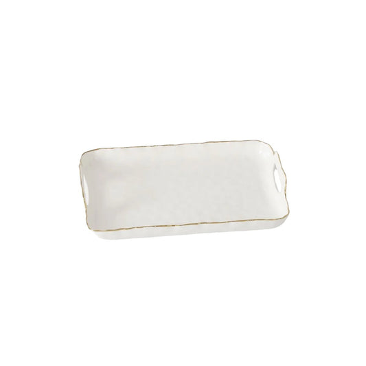 White Porcelain - Rectangular Tray with Handles