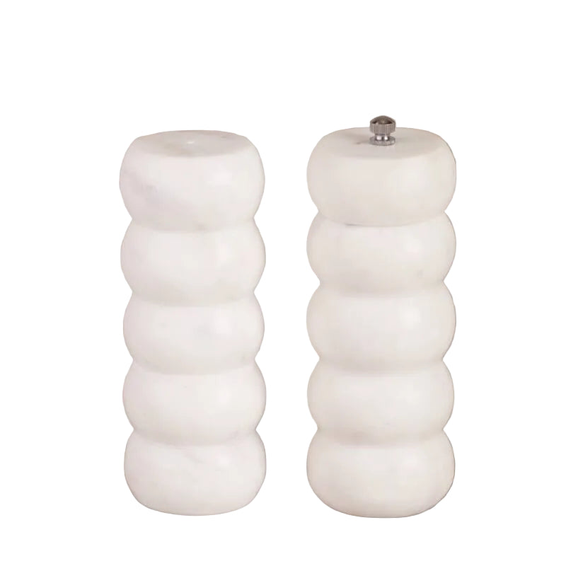 White Marble Salt & Pepper Mill S/2