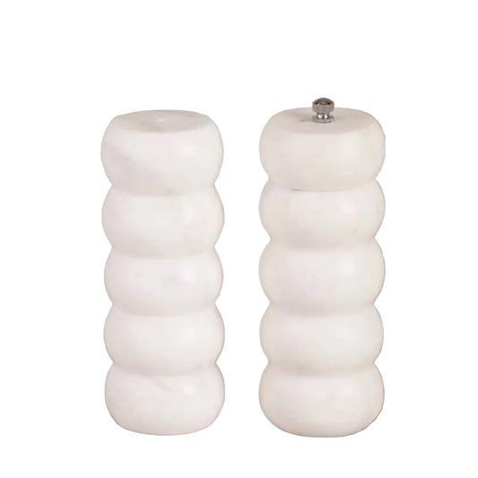 White Marble Salt & Pepper Mill S/2