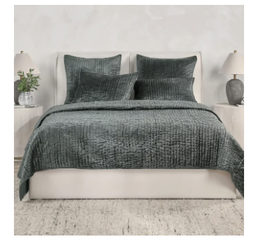 Bari Velvet Quilt Set - Bay Green