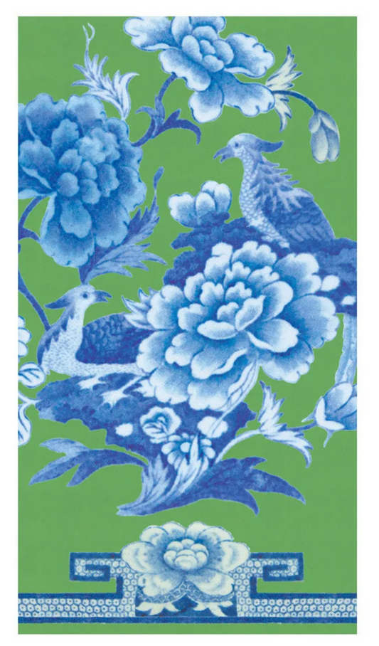 Guest Napkin - Green/Blue Floral Bird