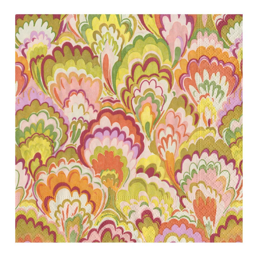 Luncheon Napkin - Marbled Raspberry/Chartreuse