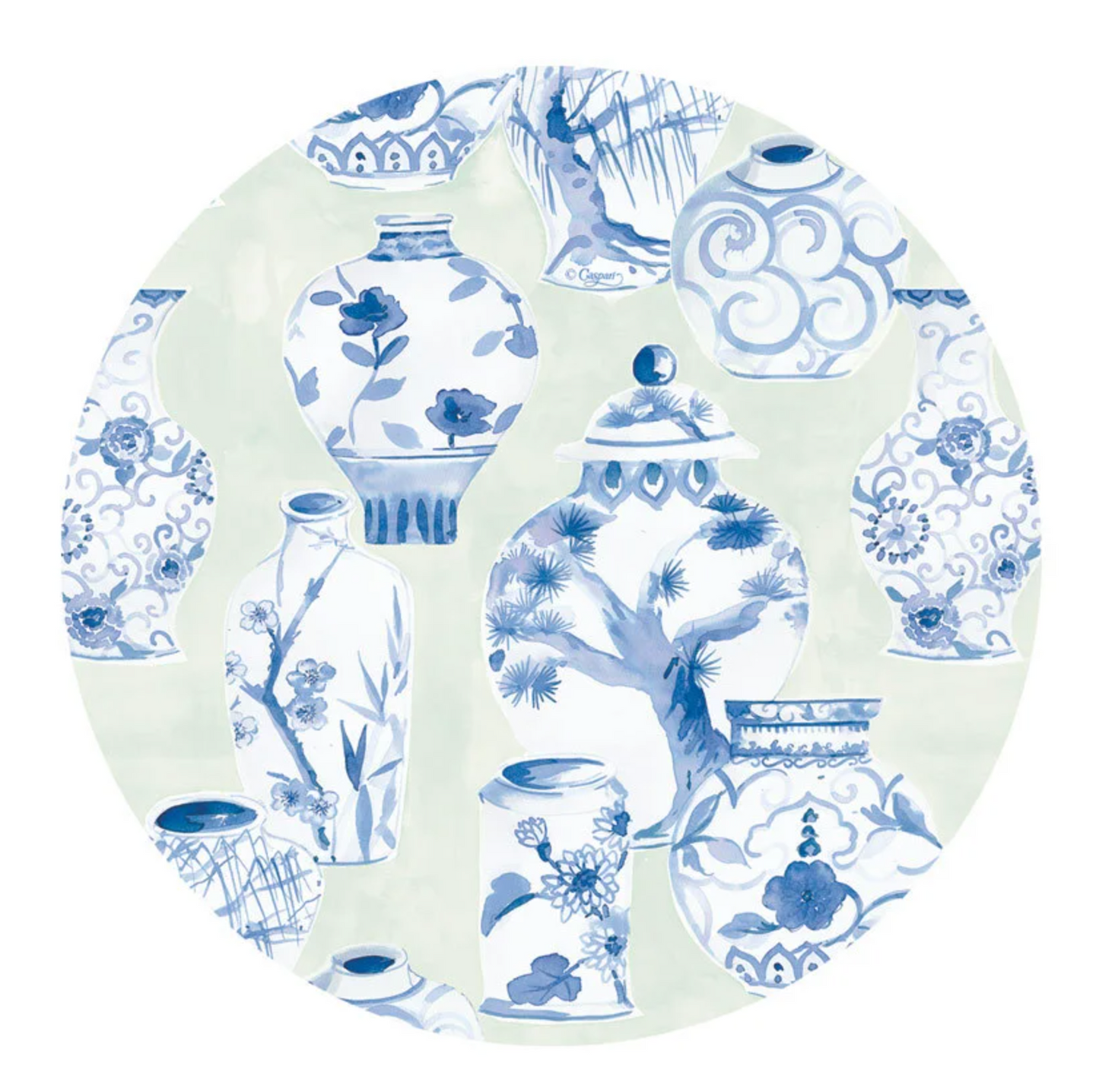 Paper Plate (Small) - Celadon Chinoiserie