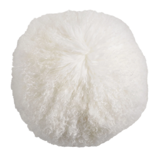 Mongolian Lamb Fur Pillow - White