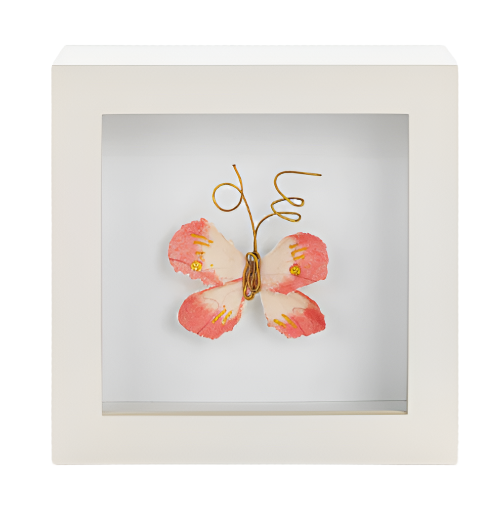 Mini Butterfly Shadow Box - Coral