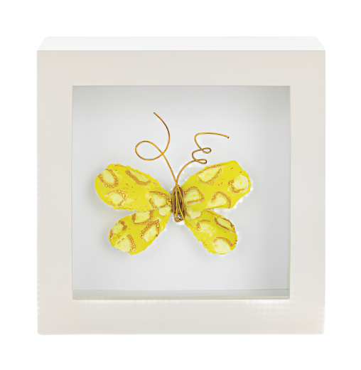 Mini Butterfly Shadow Box - Yellow