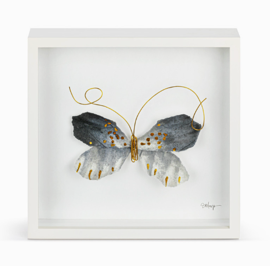 Butterfly Shadow Box - Black/Gold