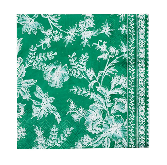 Cocktail Napkin - Emerald Toile