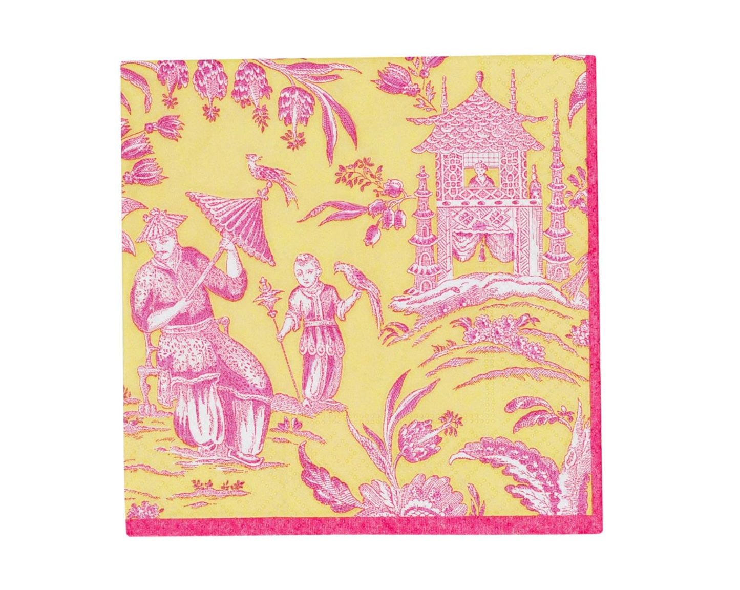 Cocktail Napkin - Chartreuse Toile