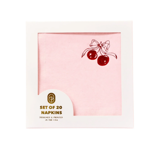 Cocktail Napkin - Red Cherries