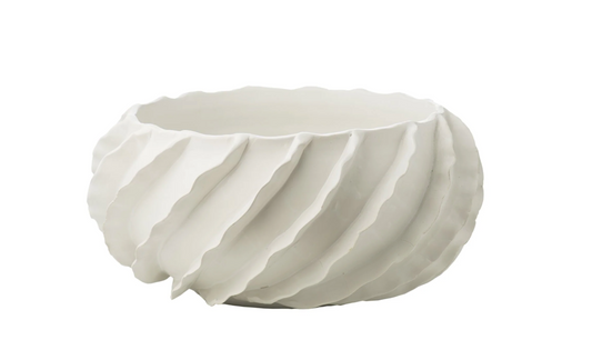 Crimped Ceramic Bowl - Matte White