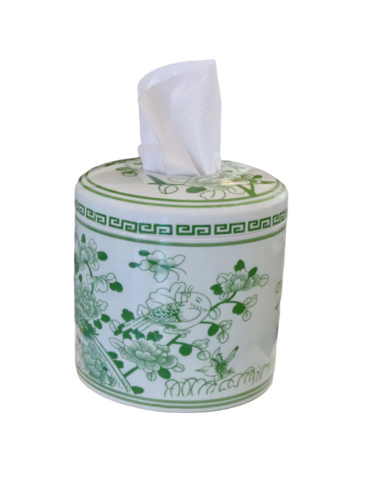 Ceramic Tissue Vessel - Green/White