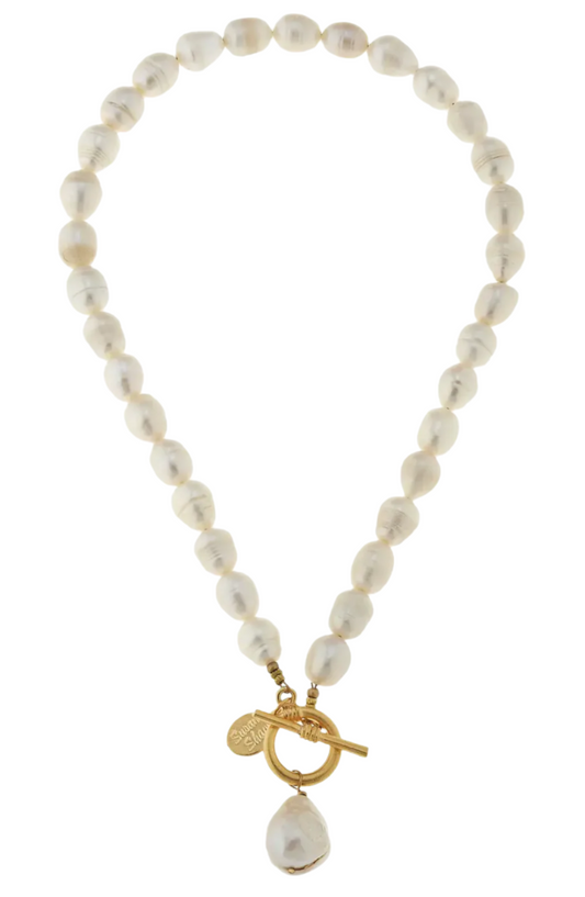 Large Genuine Freshwater Pearl Front Toggle Necklace