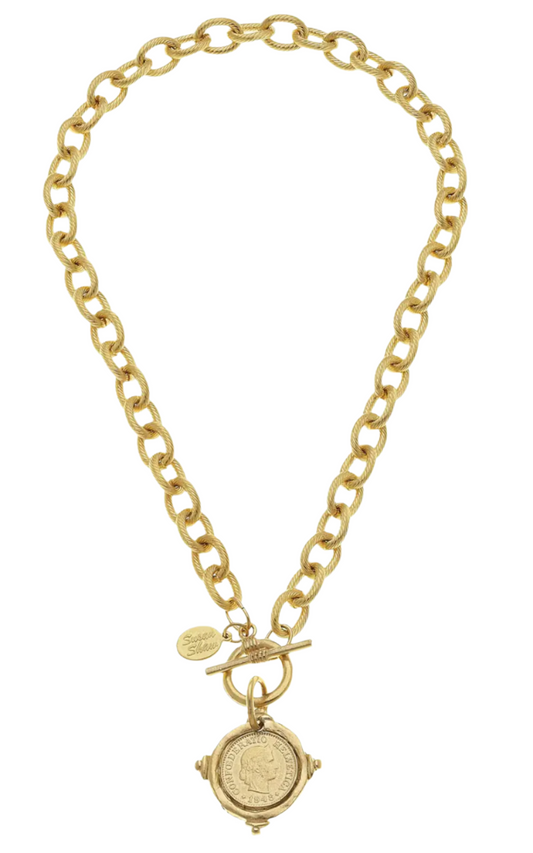 Intaglio Coin Toggle Necklace