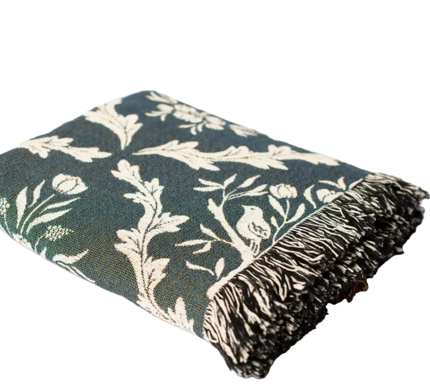Fringe Throw Blanket - Navy Blue