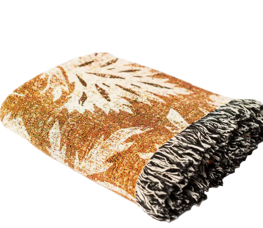 Fringe Throw Blanket - Orange