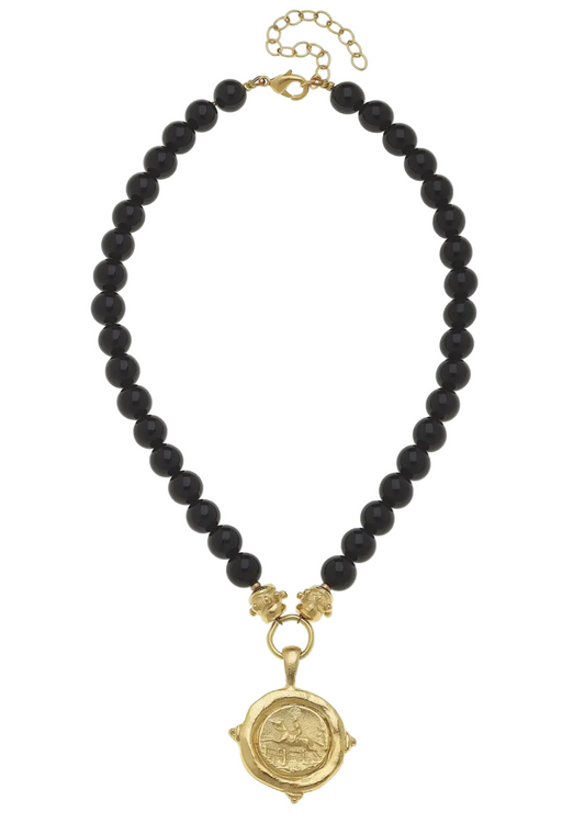 Black Onyx Intaglio Necklace