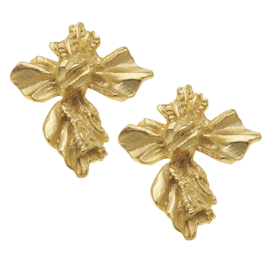 Gold French Cross Earring
