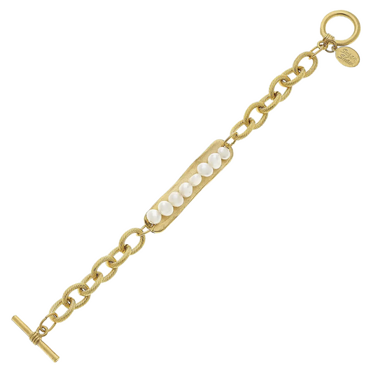 Pearl/Gold Bar Bracelet
