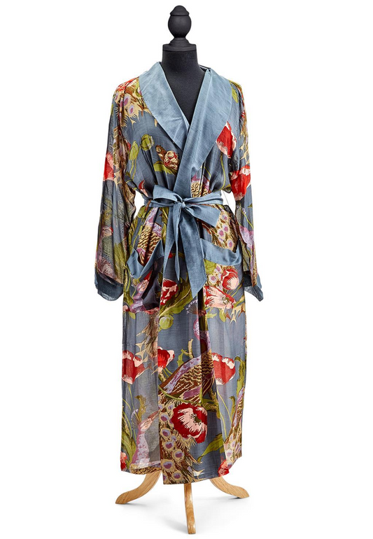 Robe - Poppies and Peacocks