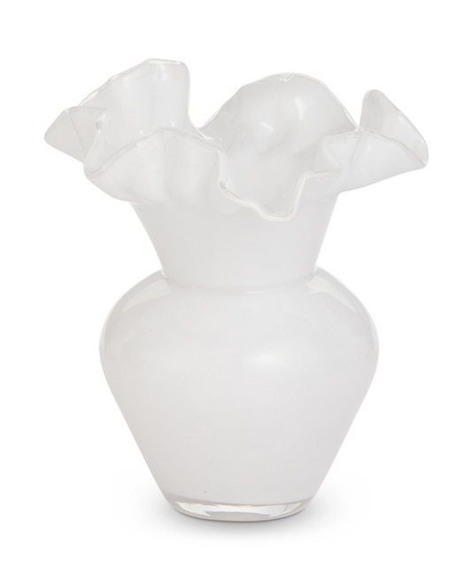 White Ruffle Vase - 8"