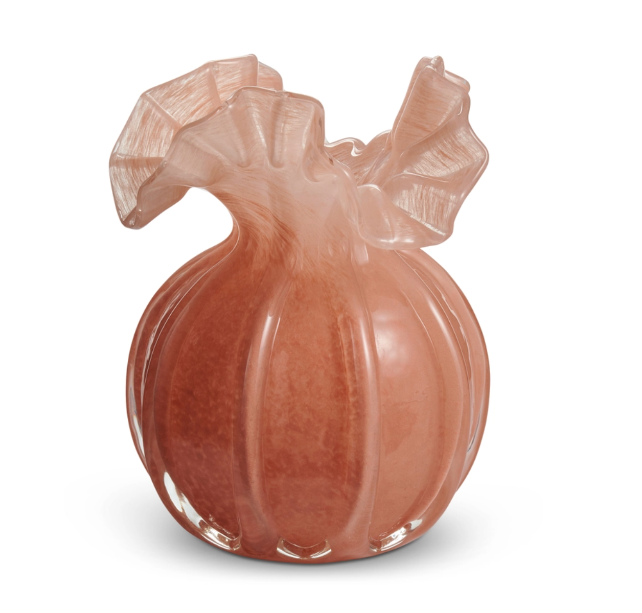 Ruffled Collar Vase - Apricot - 6.5"