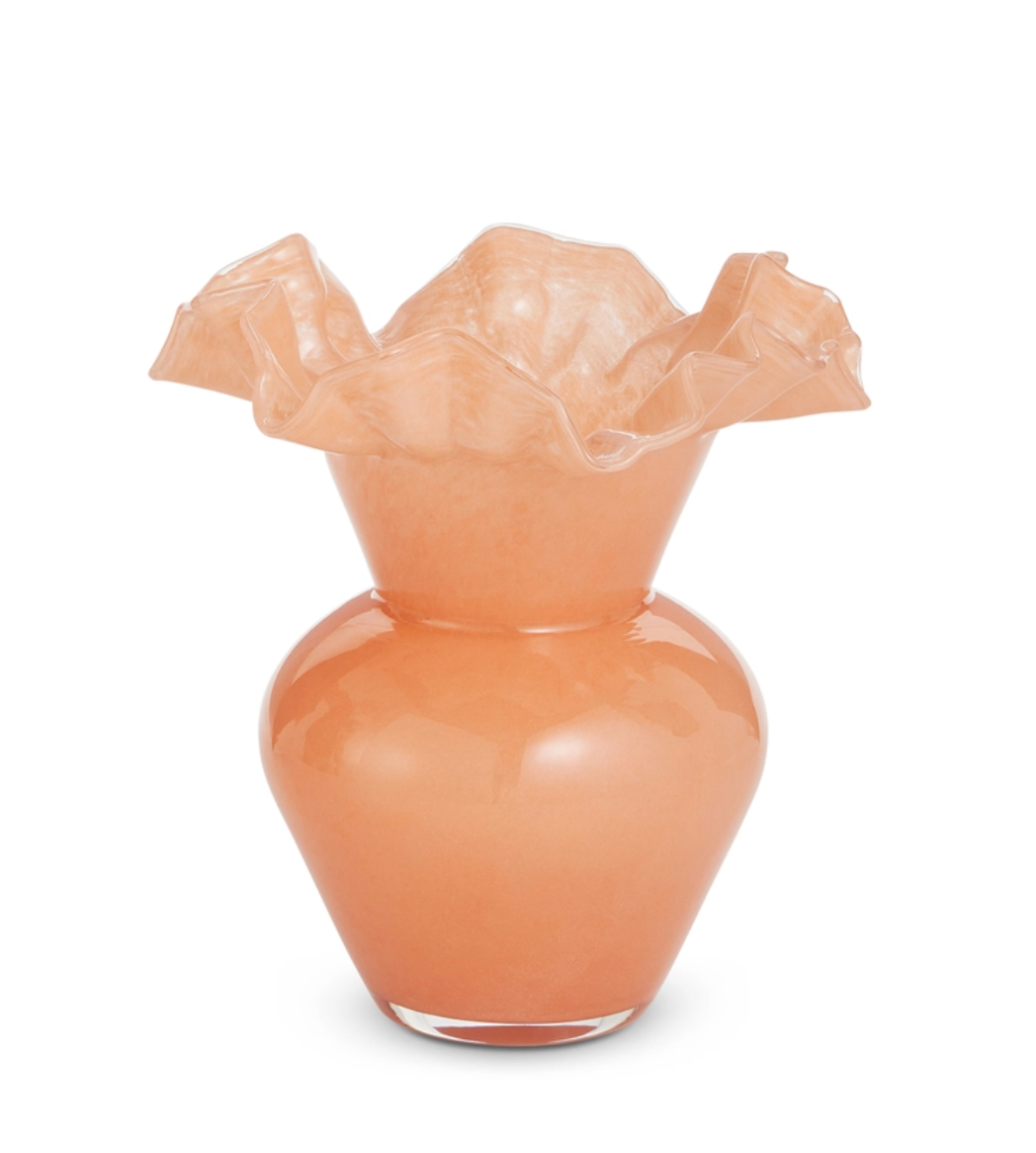 Orange Ruffle Vase - 8"