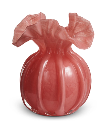 Ruffled Collar Vase - Pink - 6.5"