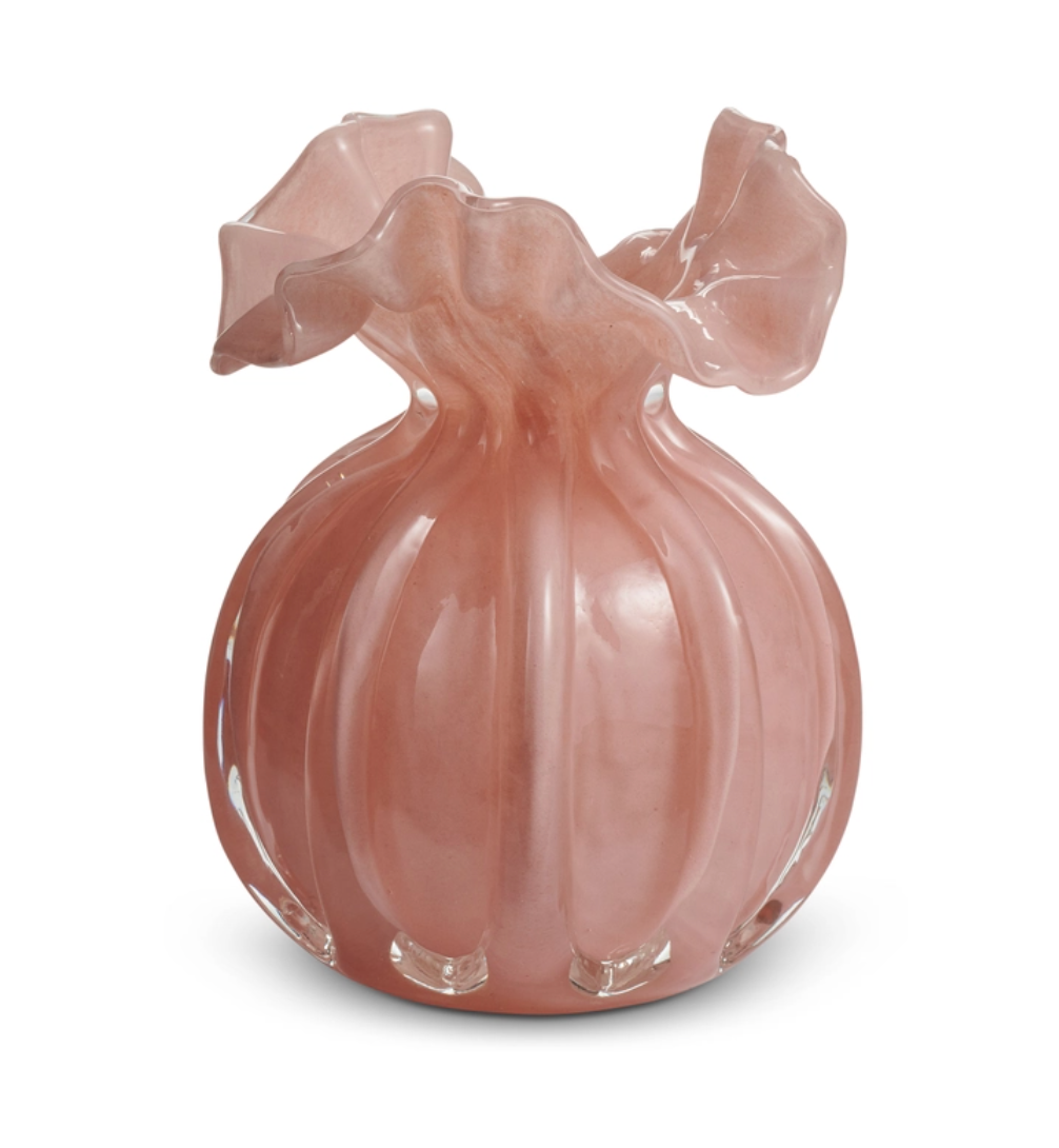 Ruffled Collar Vase - Blush - 4.25"