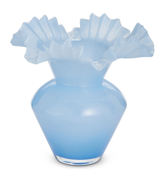 Blue Ruffle Vase - 14.5"