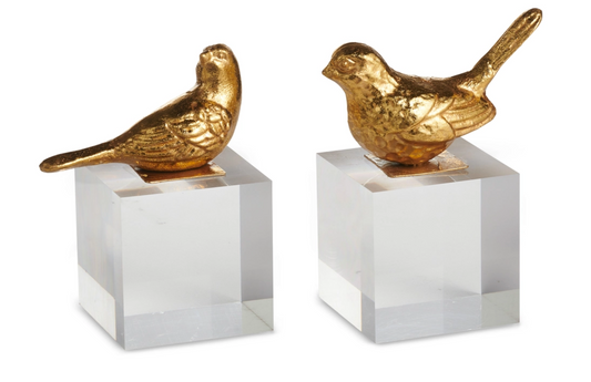 Gold Bird on Acrylic Block S/2