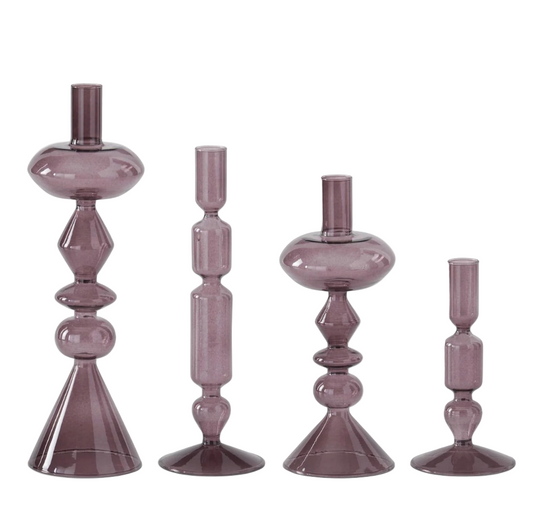 Plum Glass Taper Holder
