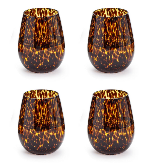 Tortoise Stemless Wine Glass S/4