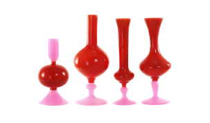 Geo Glass Vase - Pink/Cranberry