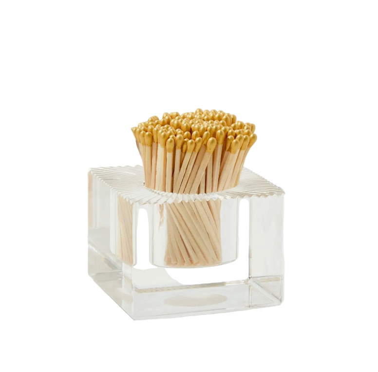 Acrylic Match Striker - Square/Gold Matches