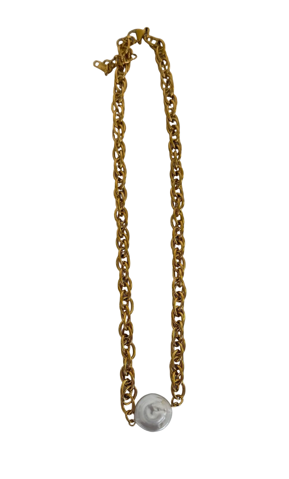 Gold Chain Pearl Stud Necklace