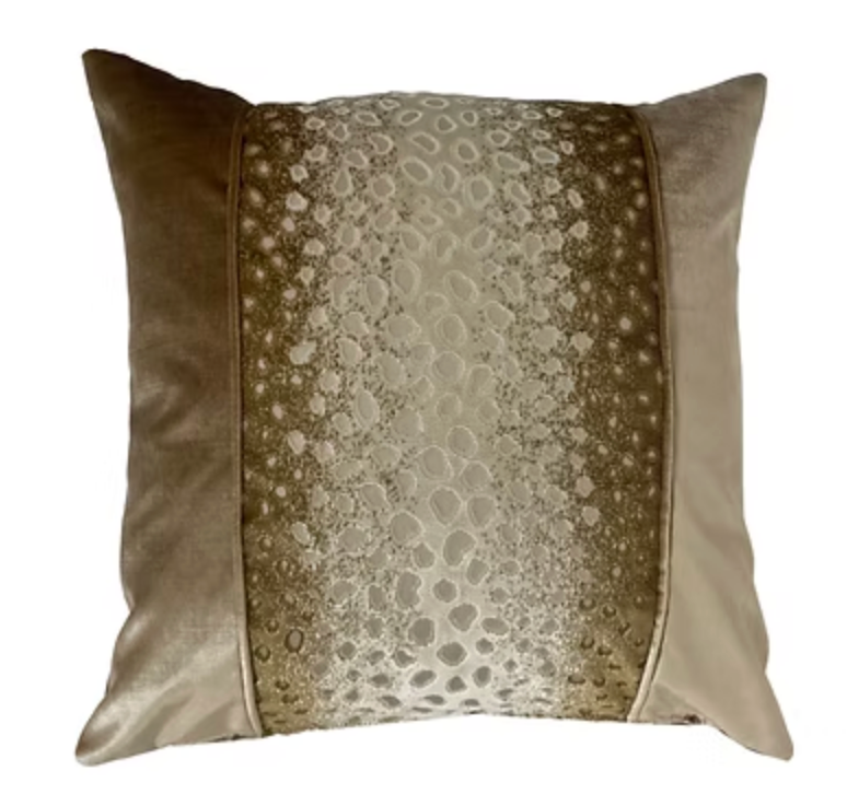 Mocha Leopard Banded Pillow - 24x24