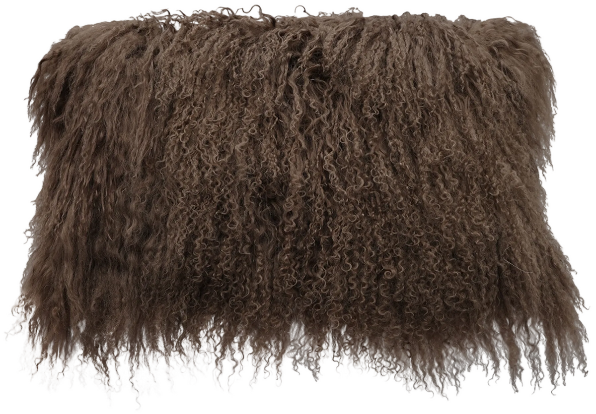 Chocolate Tibetan Lamb Fur Pillow - 12x20