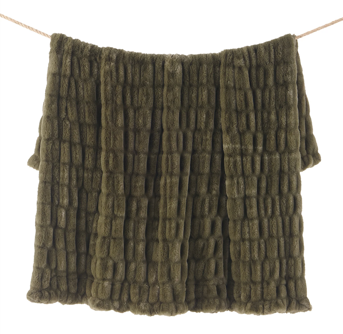 Ruched Rabbit Double-Sided Throw - Fern Green