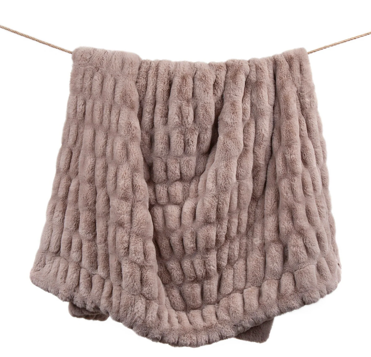 Ruched Rabbit Double-Sided Throw - Blush