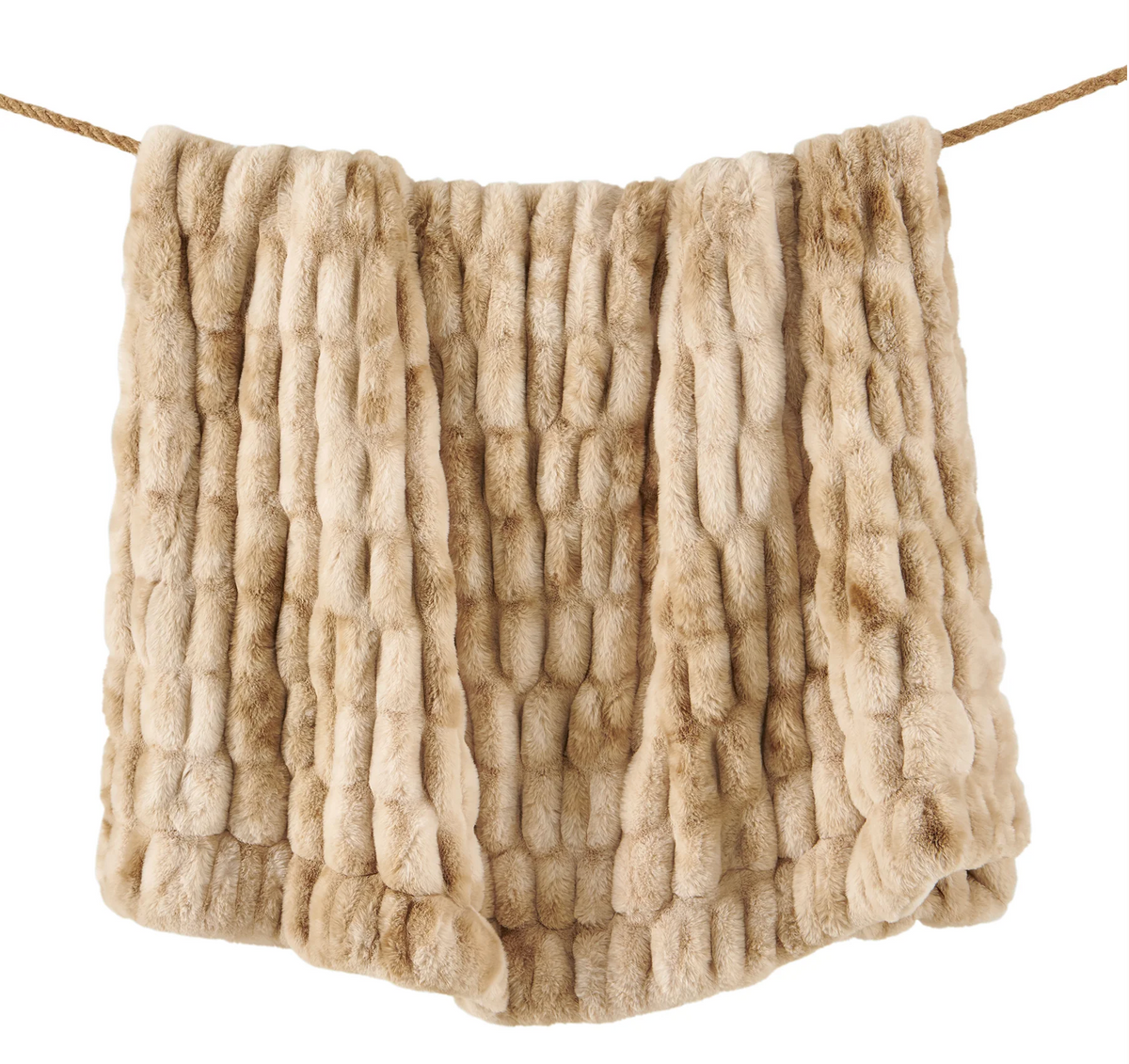 Ruched Rabbit Double-Sided Throw - Cream
