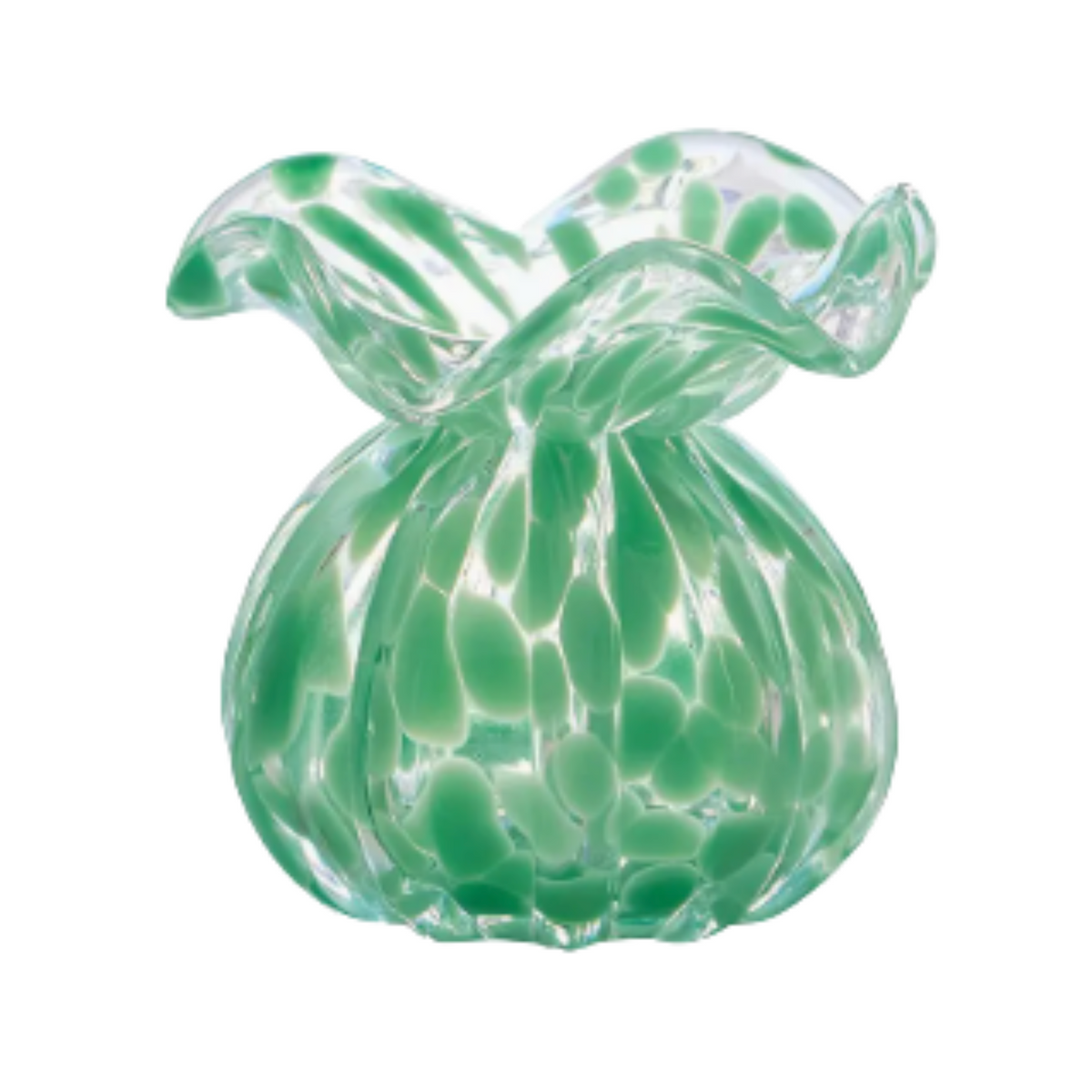 Green Ruffled Edge Bud Vase