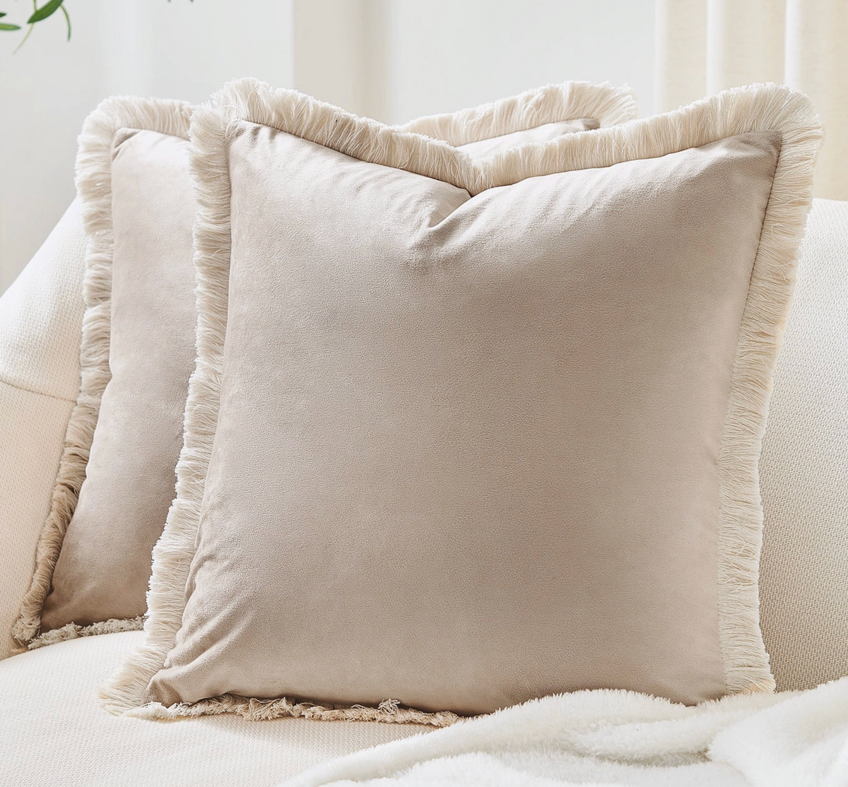 Fringe Flange Cream Pillow - 18x18