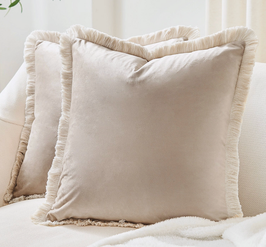 Fringe Flange Cream Pillow - 18x18