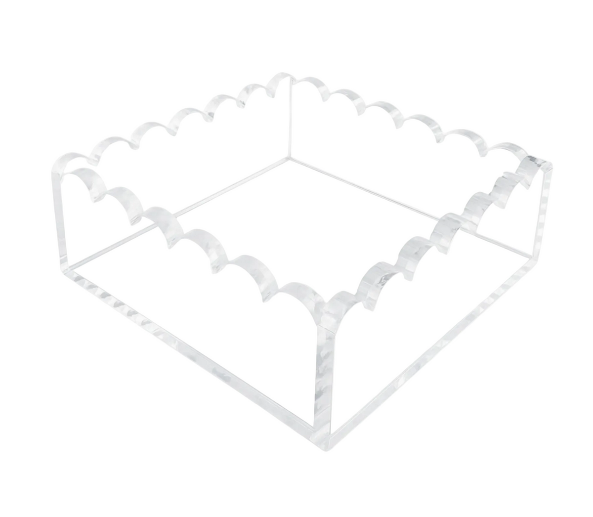 Cocktail Napkin Holder - Clear Scalloped Acrylic