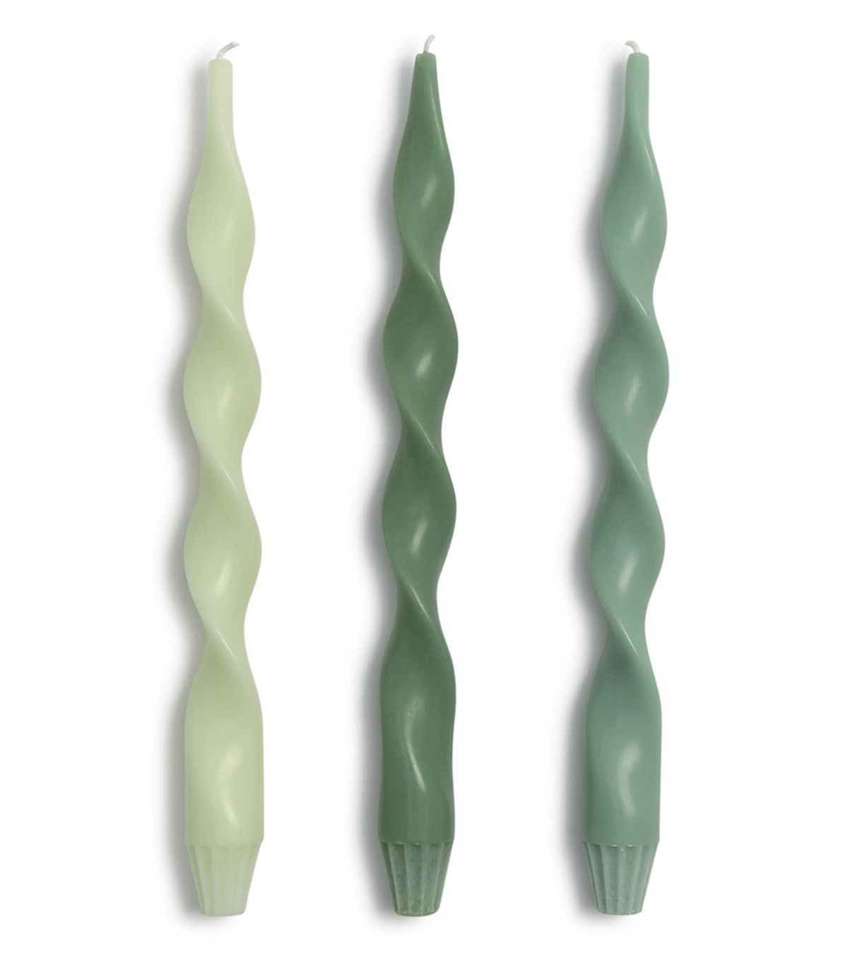Spiral Taper Candle S/3 - Multi Green