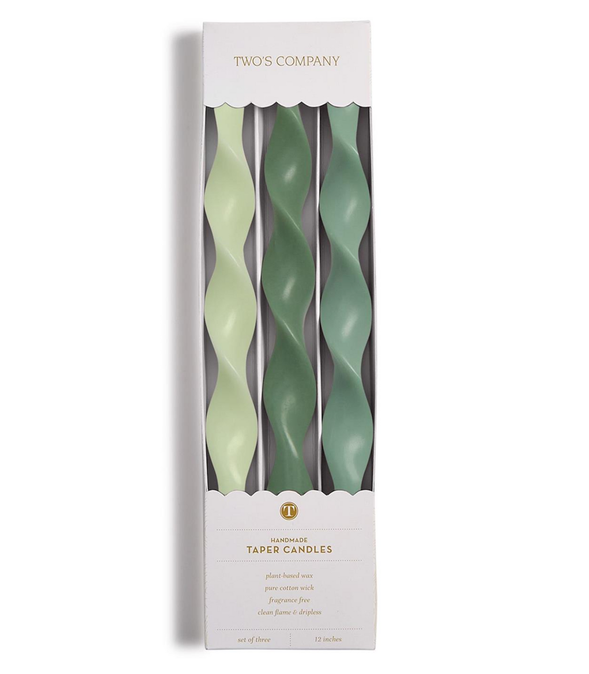 Spiral Taper Candle S/3 - Multi Green
