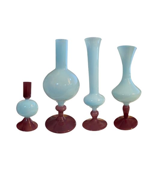 Geo Glass Vase - Blue/Cranberry