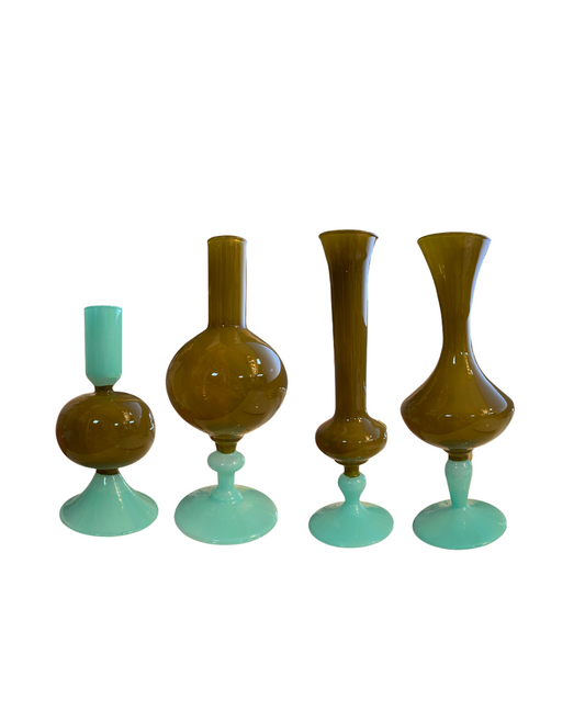 Geo Glass Vase - Mint/Olive